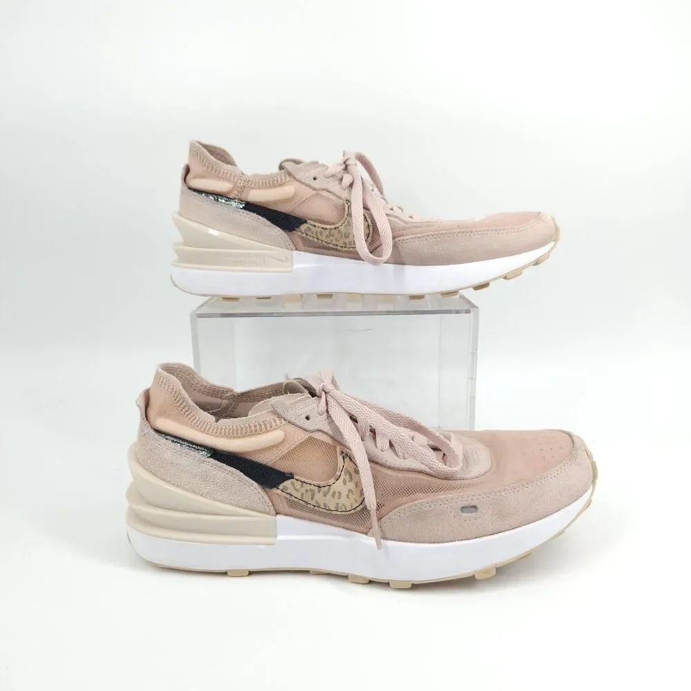 Nike Waffle One Shoes Womens Size 9.5 Pink Running Fossil Stone Leopard